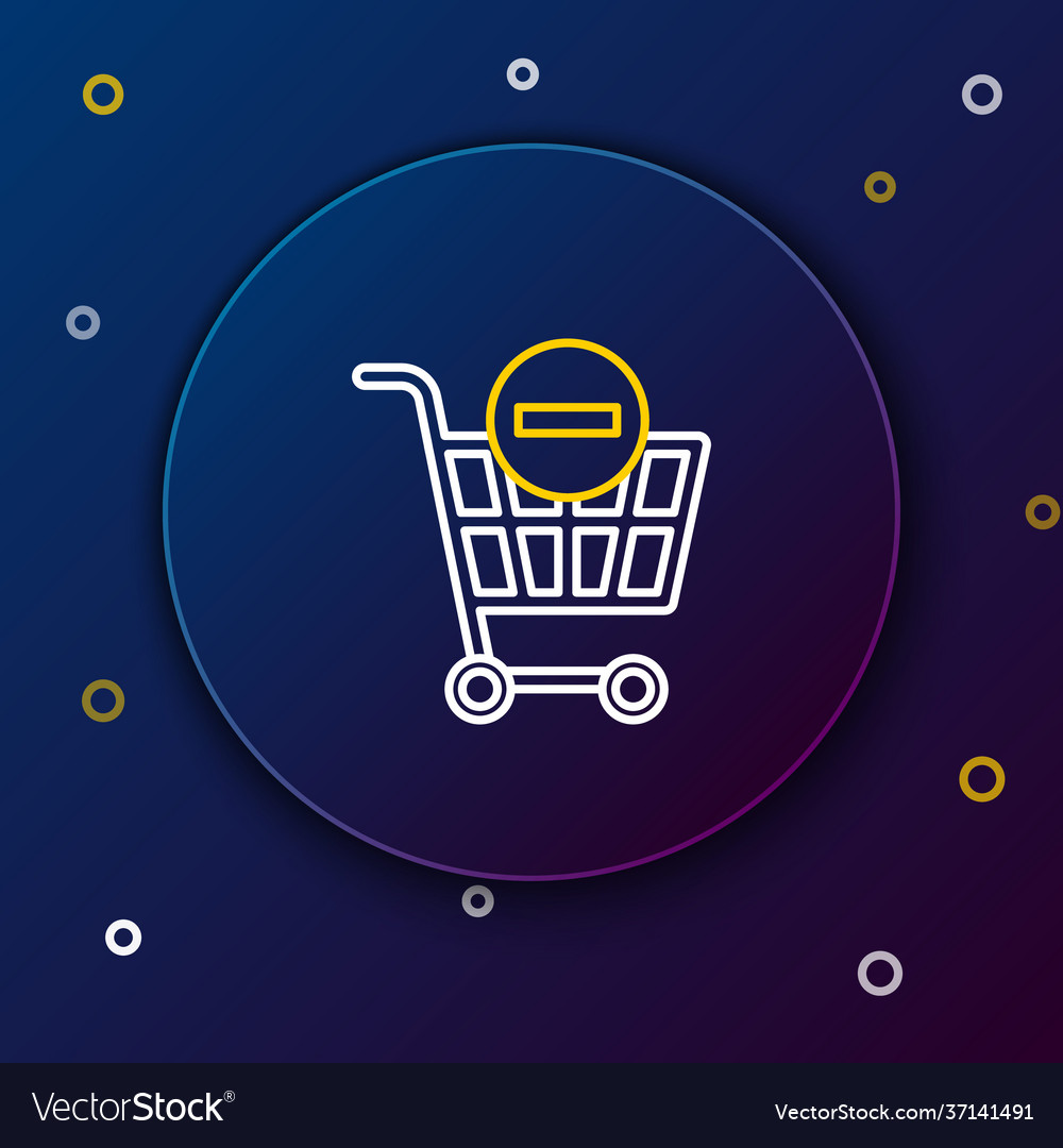 Line remove shopping cart icon isolated on blue Vector Image