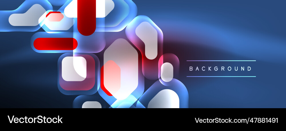 Neon lines squares and round shapes abstract Vector Image