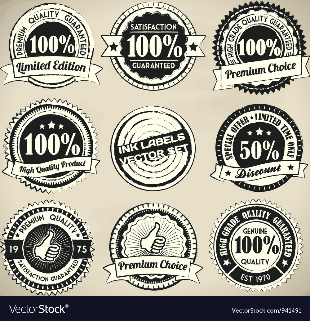 Retro Ink Label Set Royalty Free Vector Image VectorStock