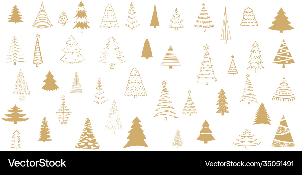 Set christmas tree different trees Royalty Free Vector Image