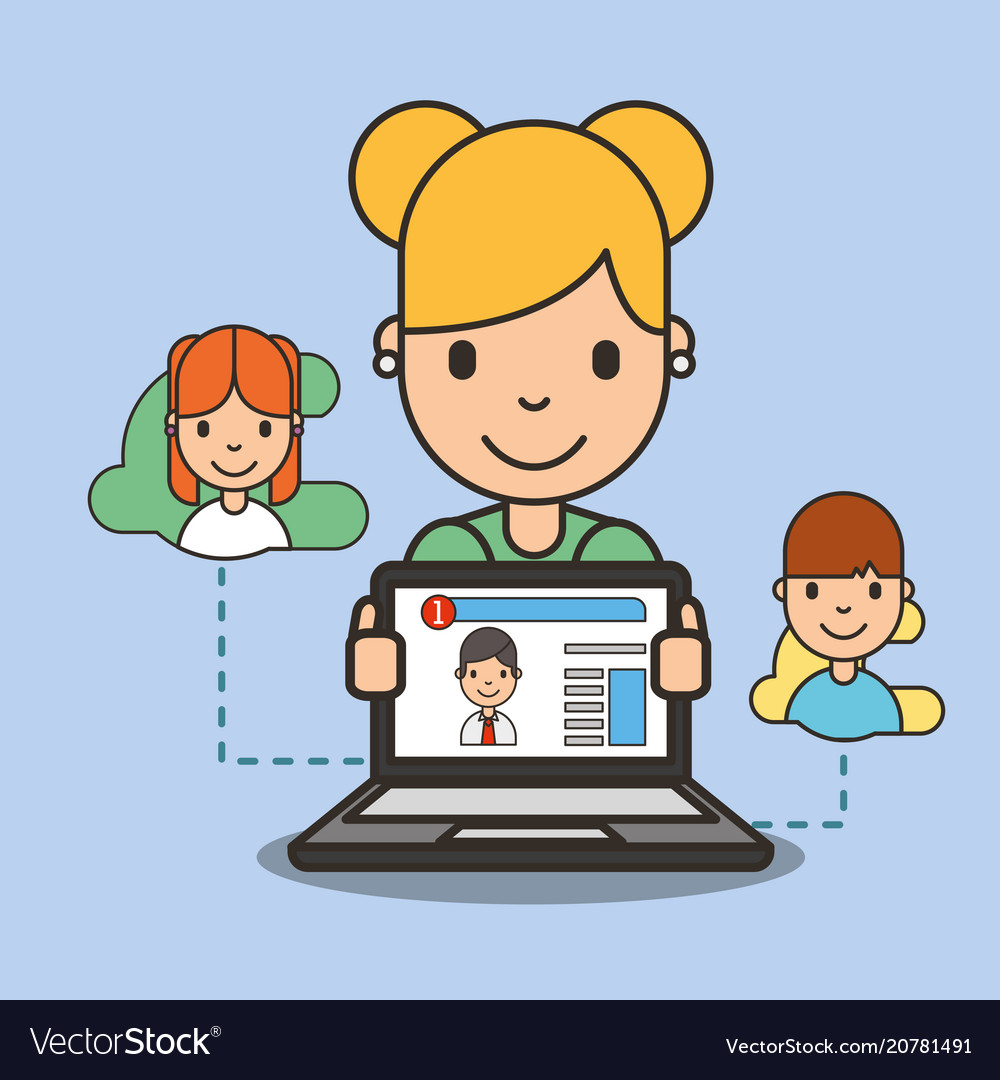 Free Vectors  Let's talk with friends online (girl)