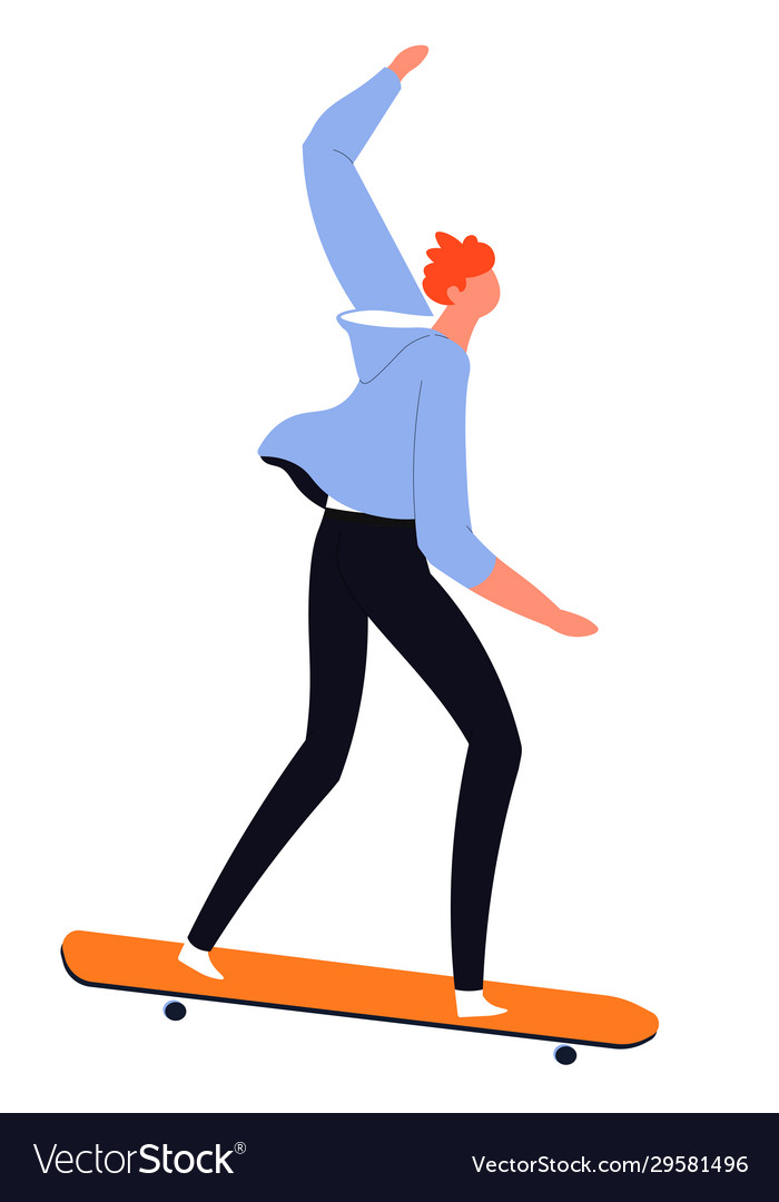 Man In Casual Clothes Practicing Trick Royalty Free Vector