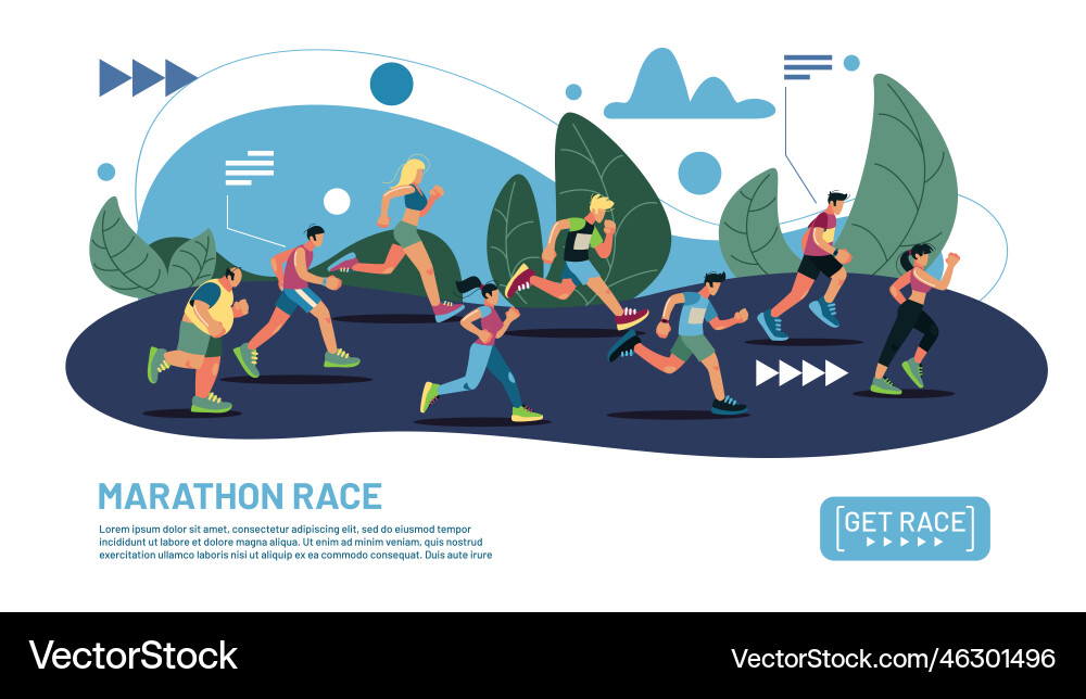 Marathon runners people walk running men Vector Image