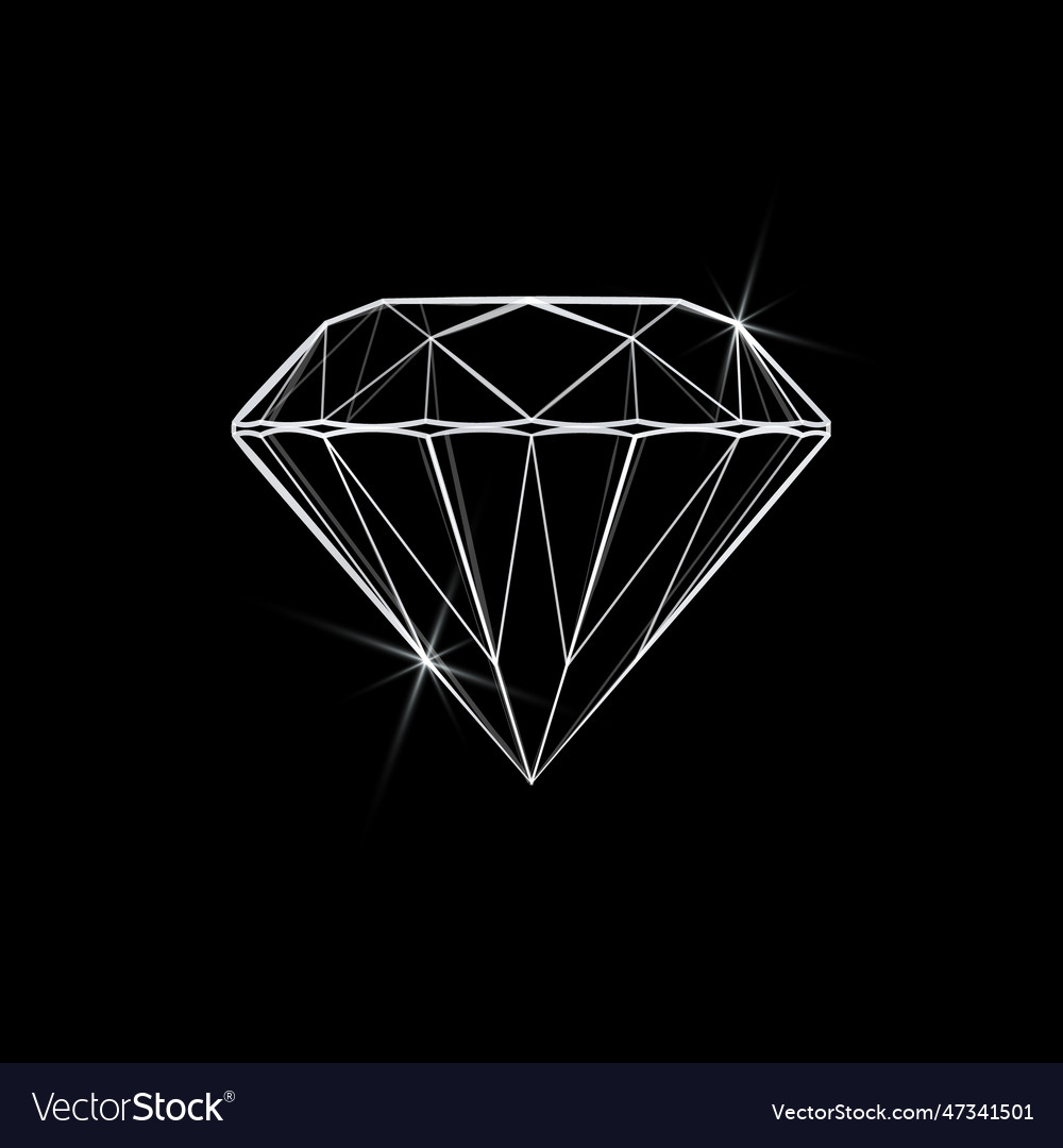 Diamond on black background Royalty Free Vector Image