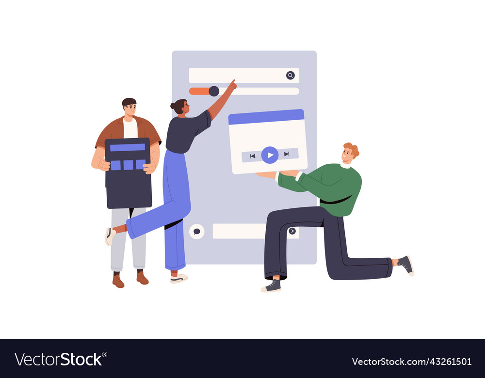 Ux ui designers team at work web design digital Vector Image