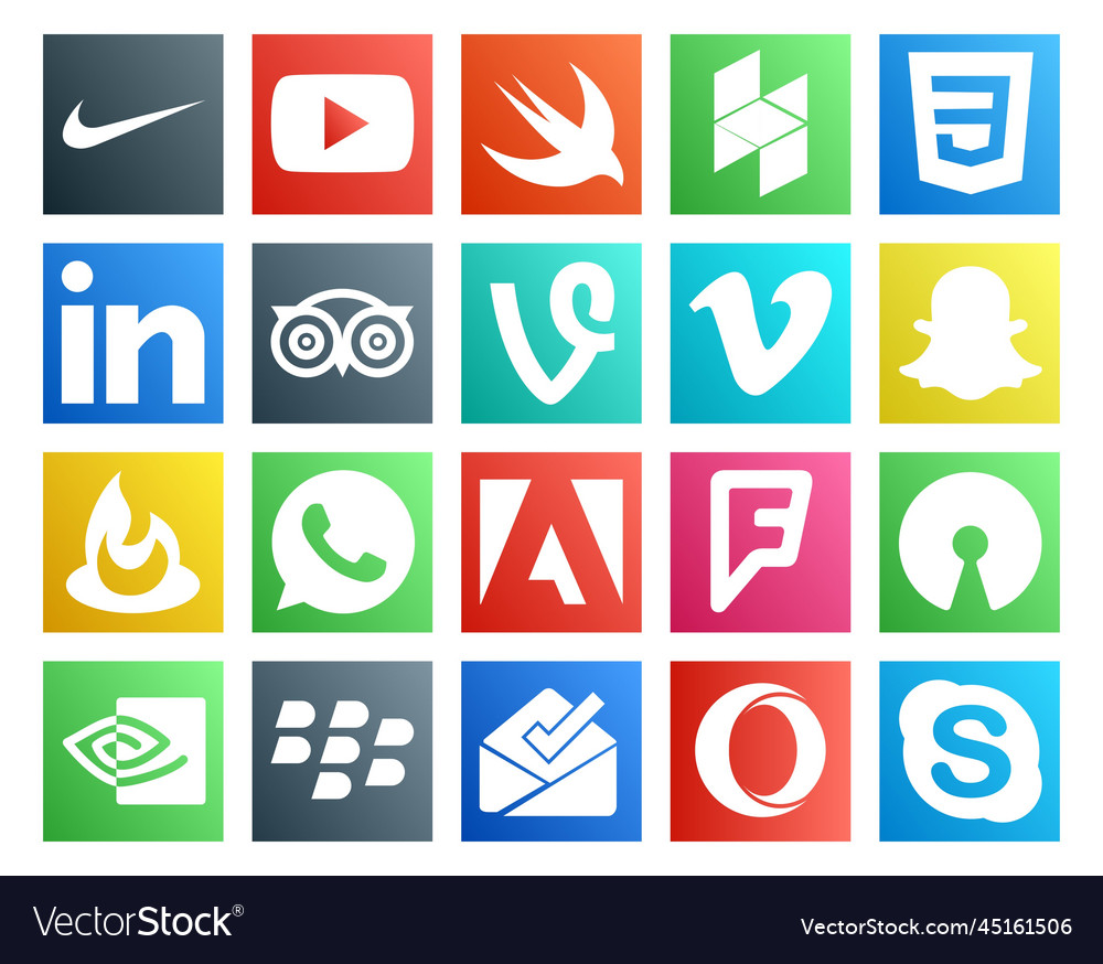 20 social media icon pack including open source