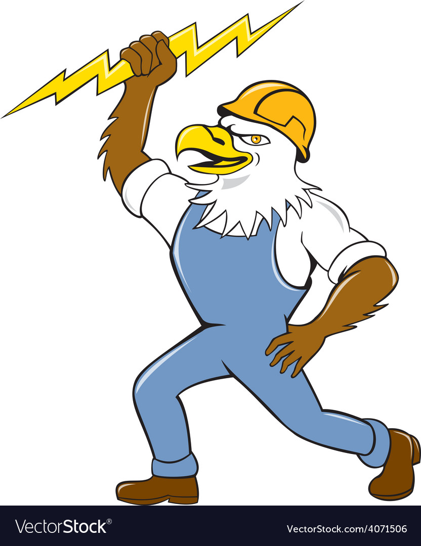 Bald Eagle Electrician Lightning Bolt Standing Vector Image