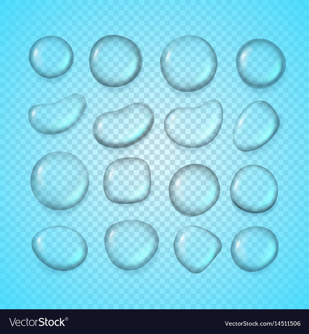 Different Water Drops Clipart On Transparent Vector Image