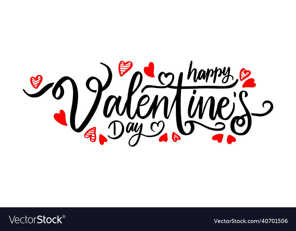 Hand lettering happy valentines day isolated Vector Image