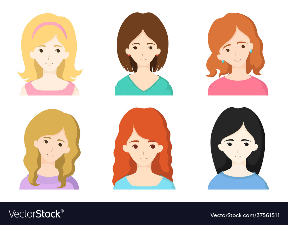 Collection various portrait girls Royalty Free Vector Image