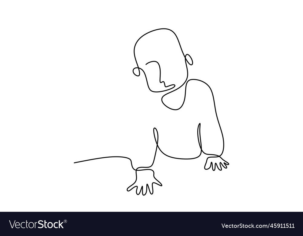 Crawling baby continuous one single line hand Vector Image