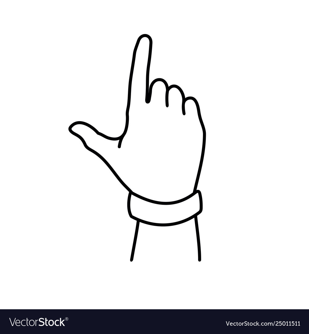 Letter j hand sign - thin line Royalty Free Vector Image