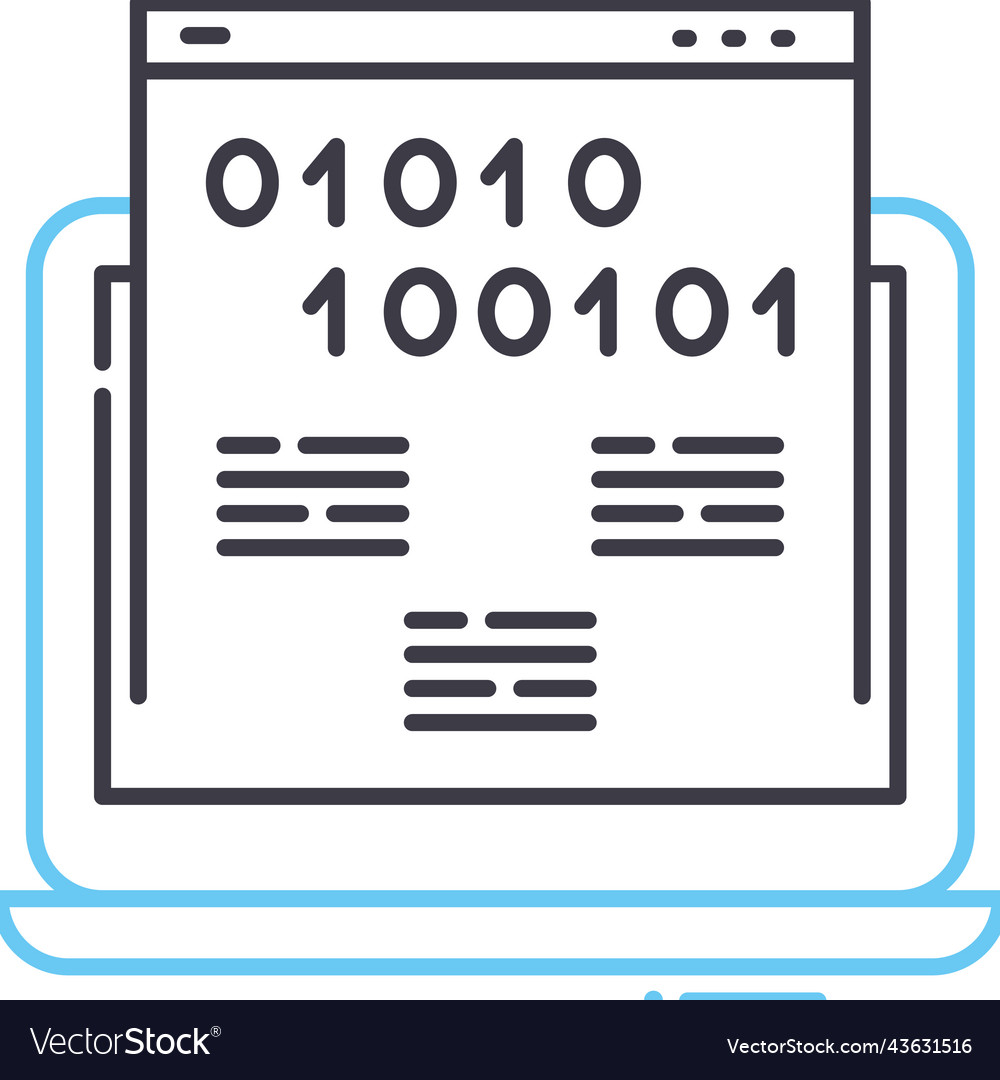 Binary code line icon outline symbol Royalty Free Vector