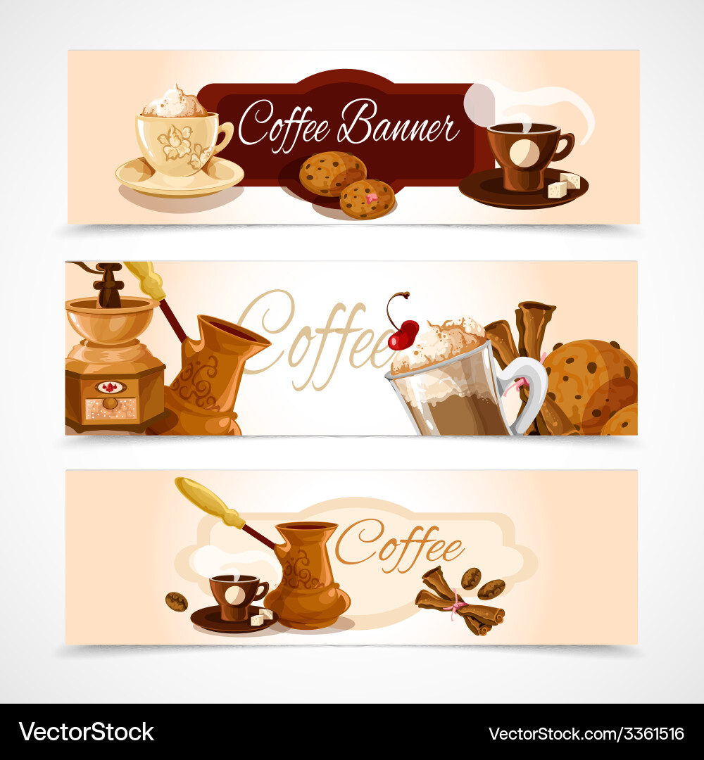 Coffee Banners Horizontal Royalty Free Vector Image