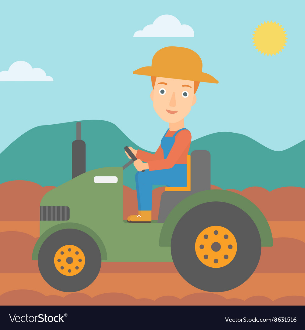 Farmer driving tractor Royalty Free Vector Image