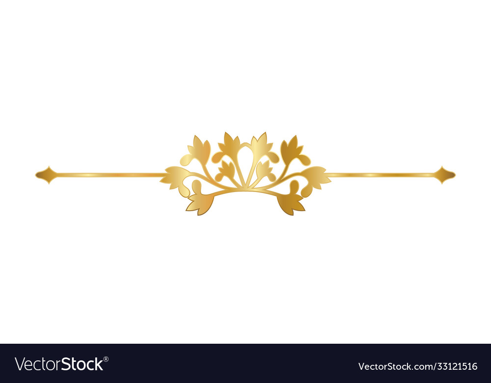 Gold ornament in arrow shaped with flowers Vector Image