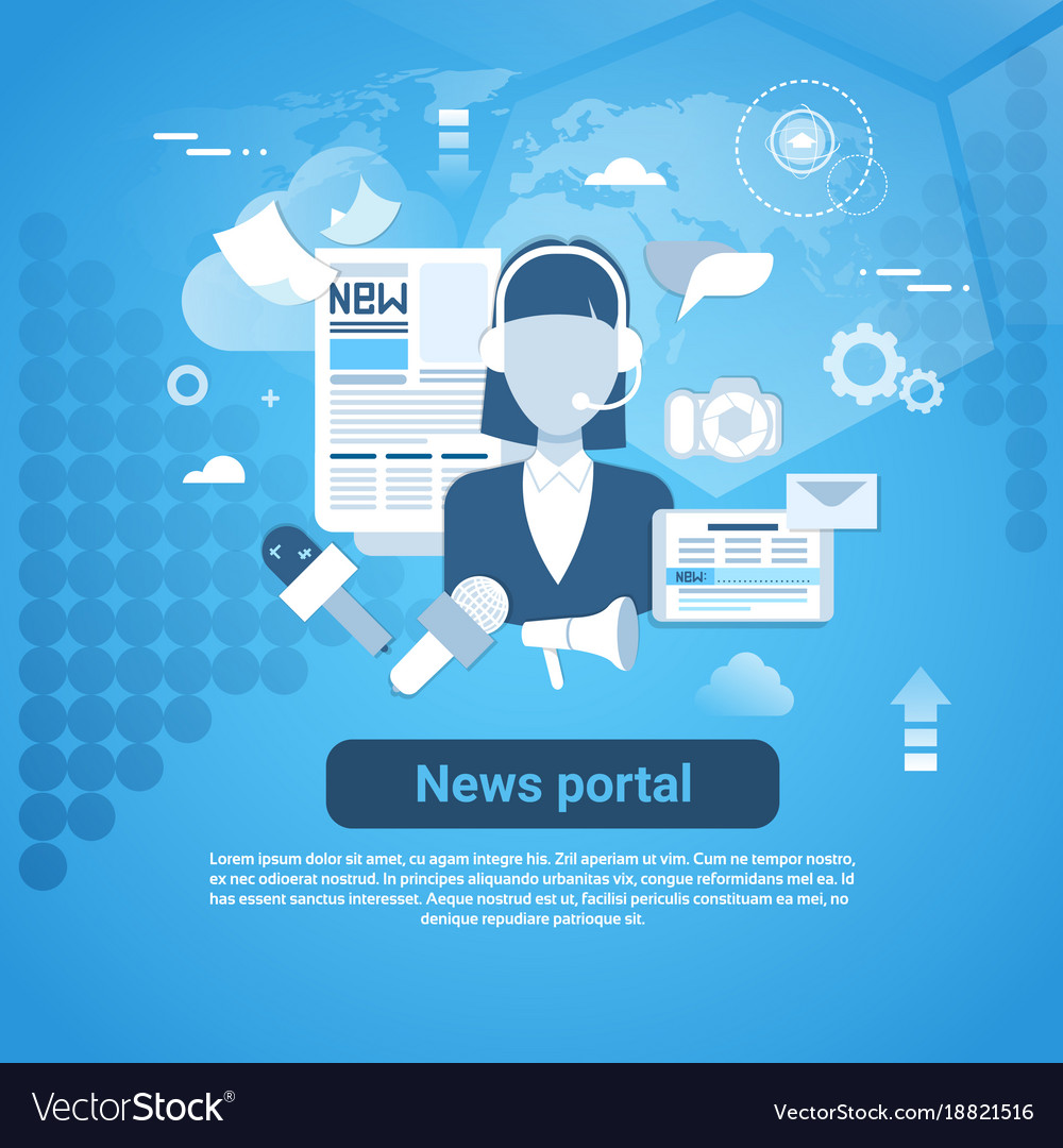 News Portal Web Banner With Copy Space On Blue Vector Image