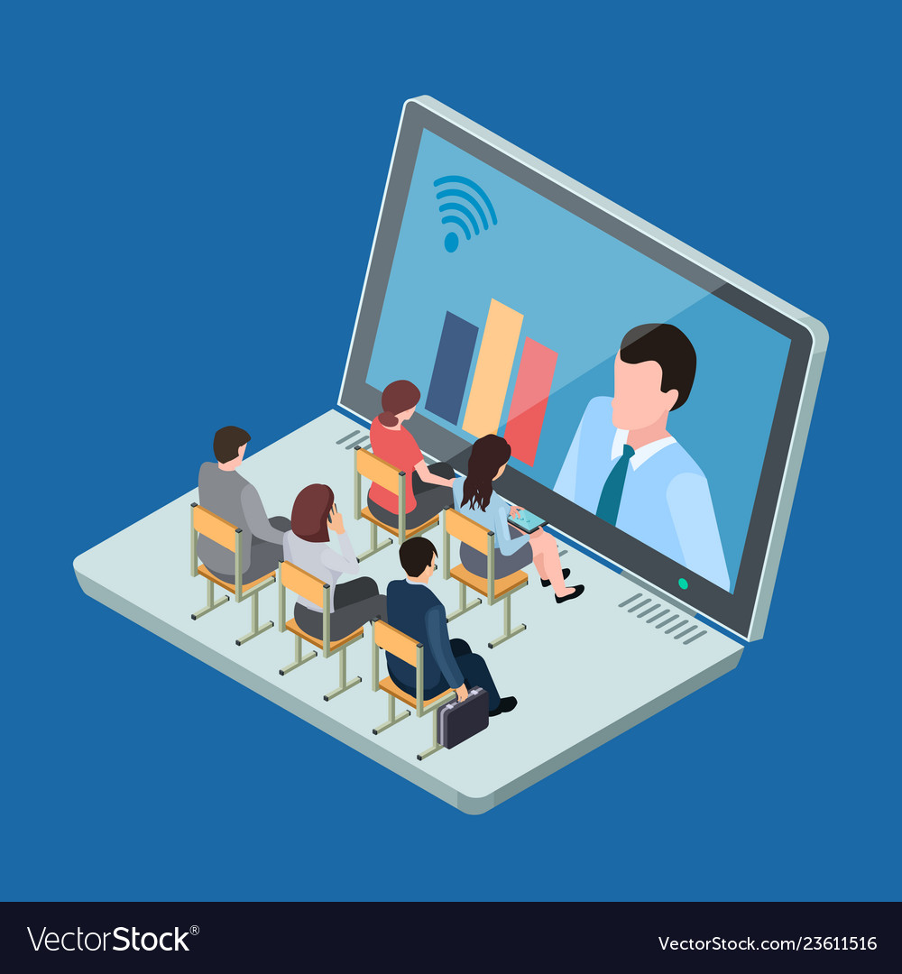 Download Online education or business training isometric Vector Image