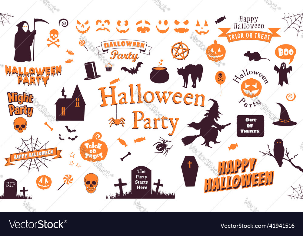 Set of halloween labels and elements Royalty Free Vector