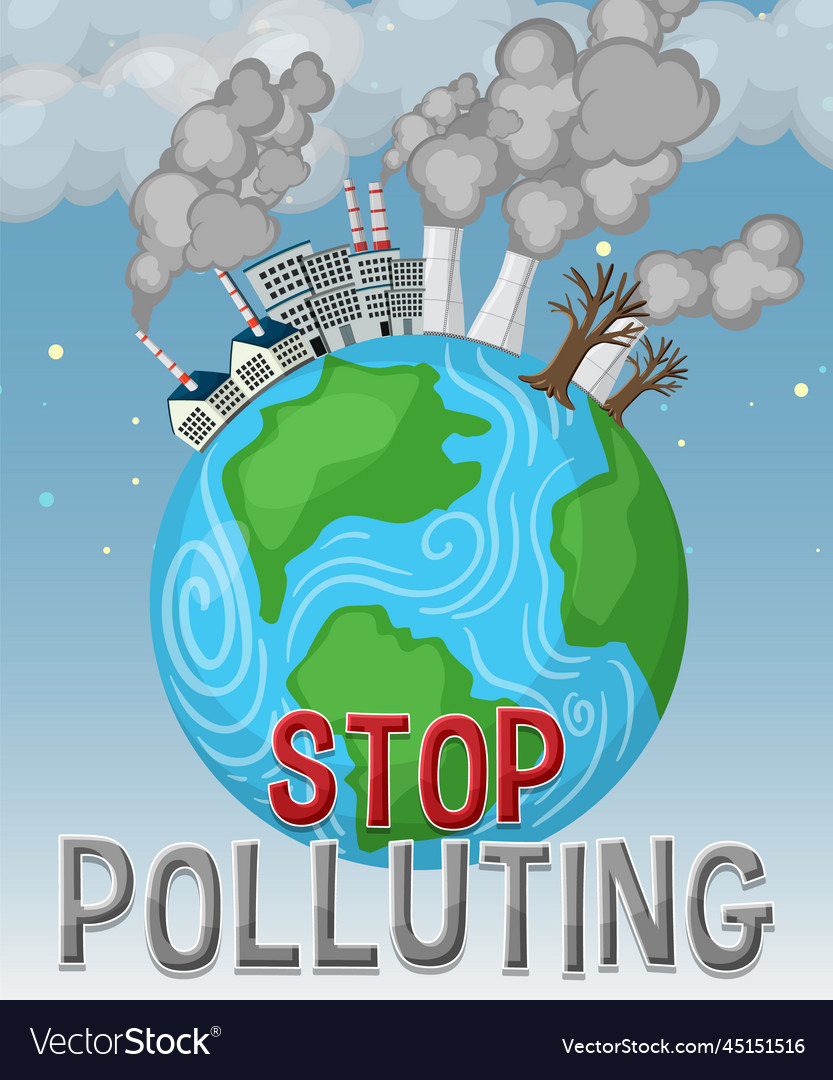 Stop Pollution Banner Concept Royalty Free Vector Image