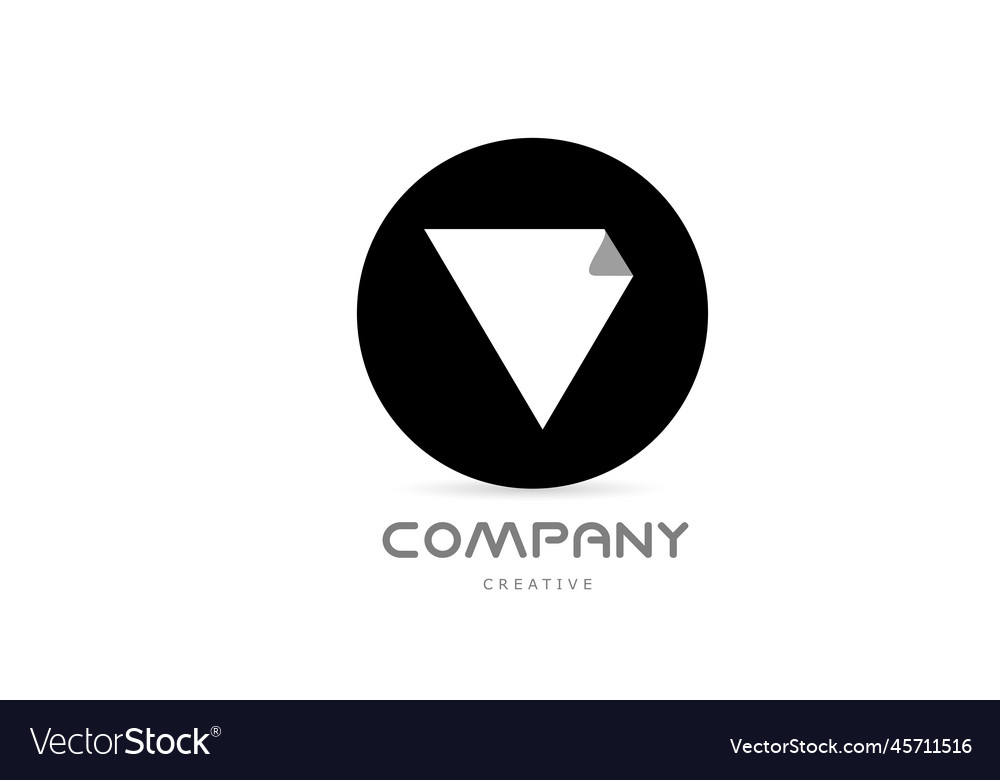 V black and white geometric alphabet letter logo Vector Image