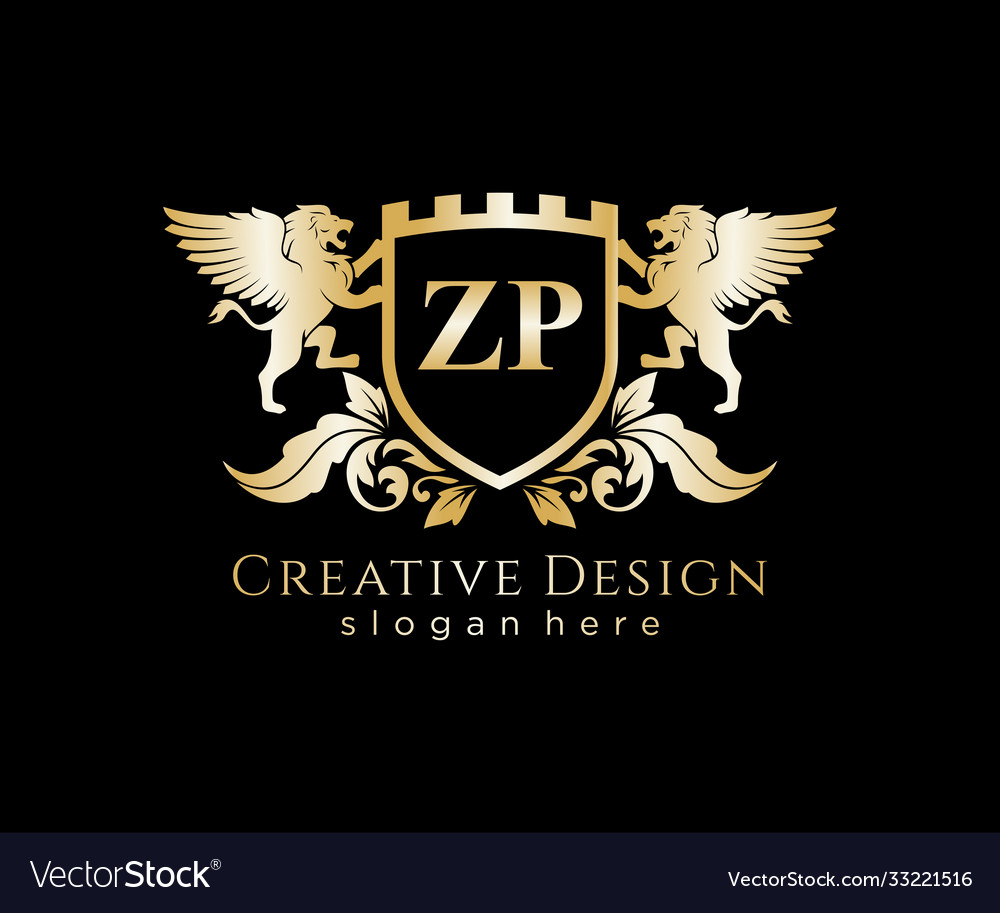 Zp letter initial with lion royal logo template Vector Image