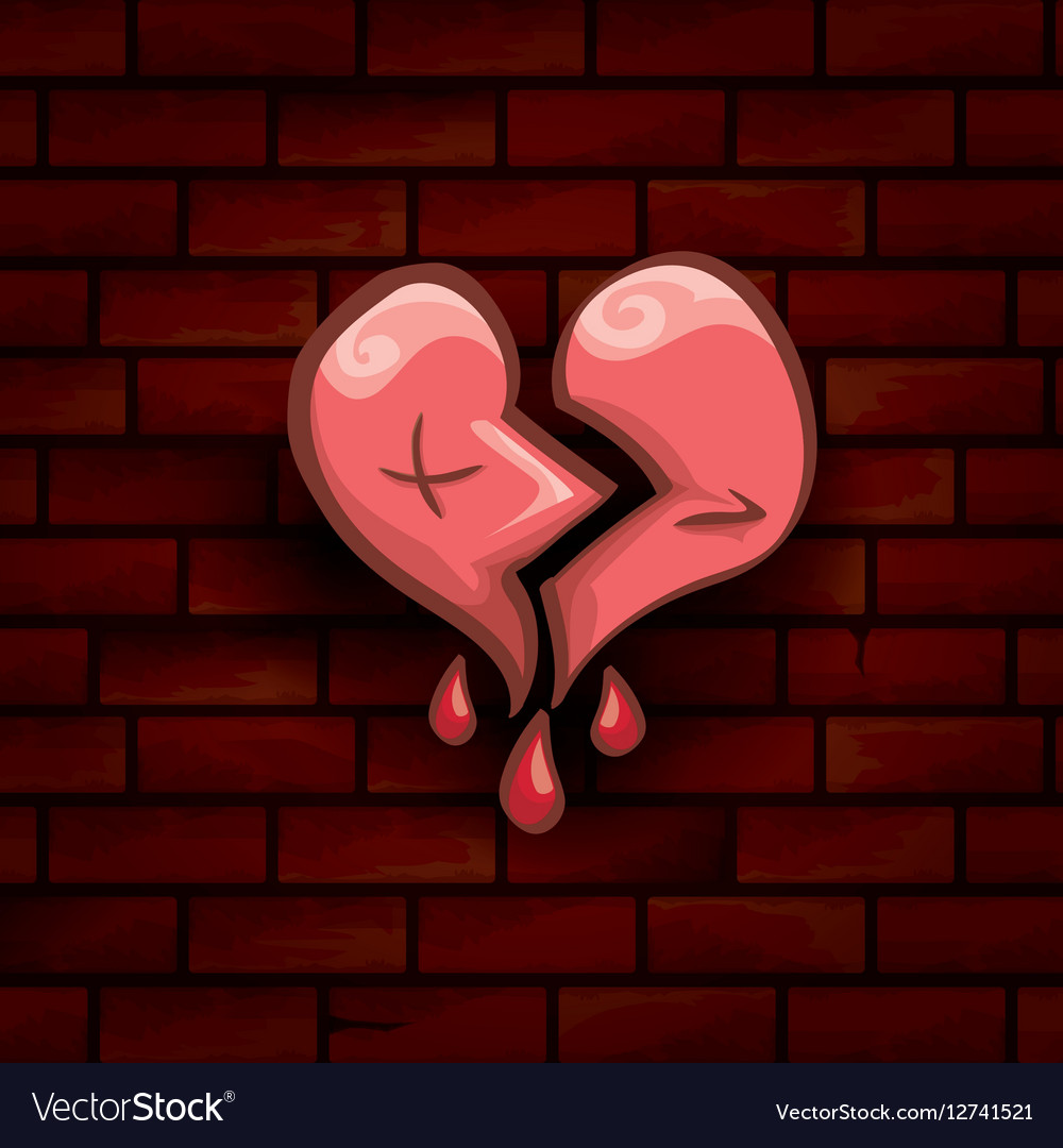Cartoon Tattoo Style Red Broken Heart Vector Image On Vectorstock