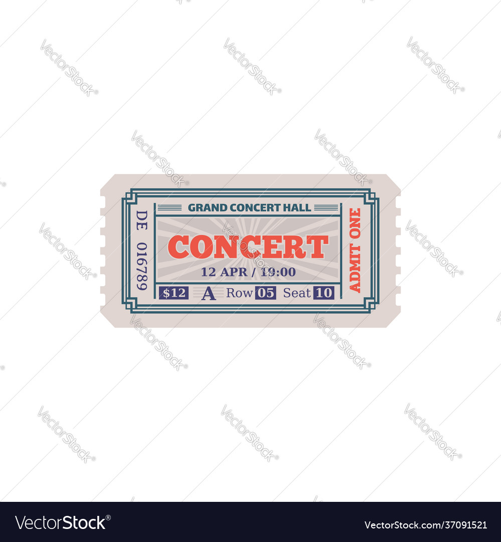 Grand concert hall ticket isolated paper card icon