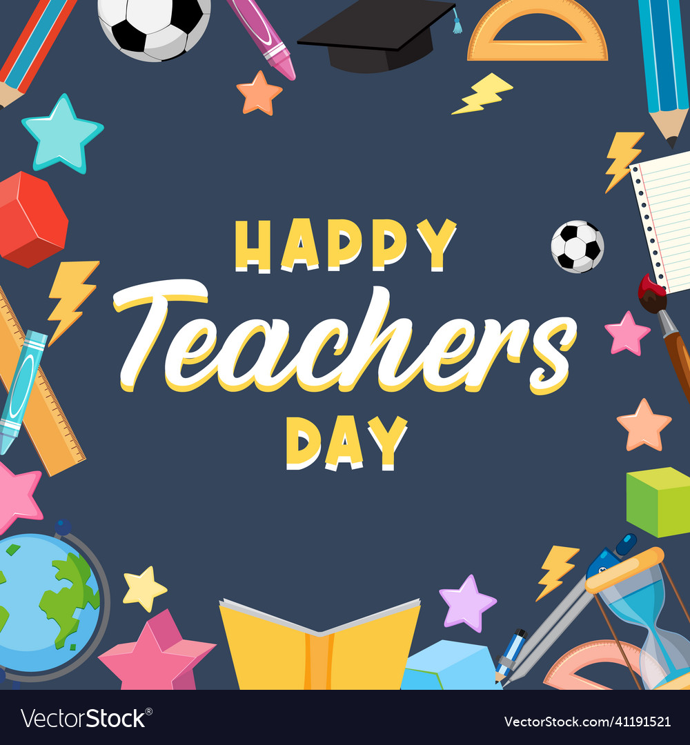 Happy teachers day lettering banner Royalty Free Vector