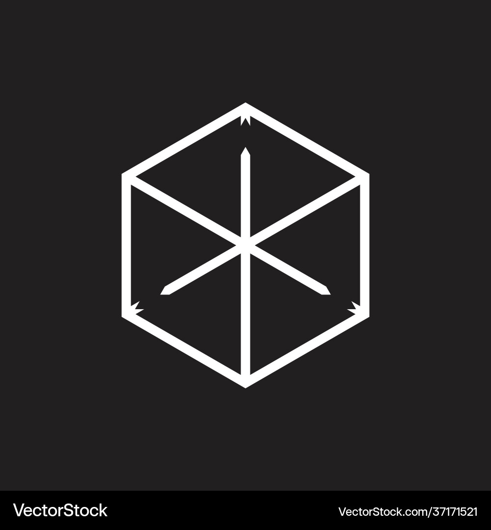 Hexagonal arrow line logo Royalty Free Vector Image