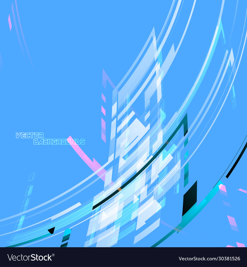 Abstract curved colors geometry on a blue Vector Image