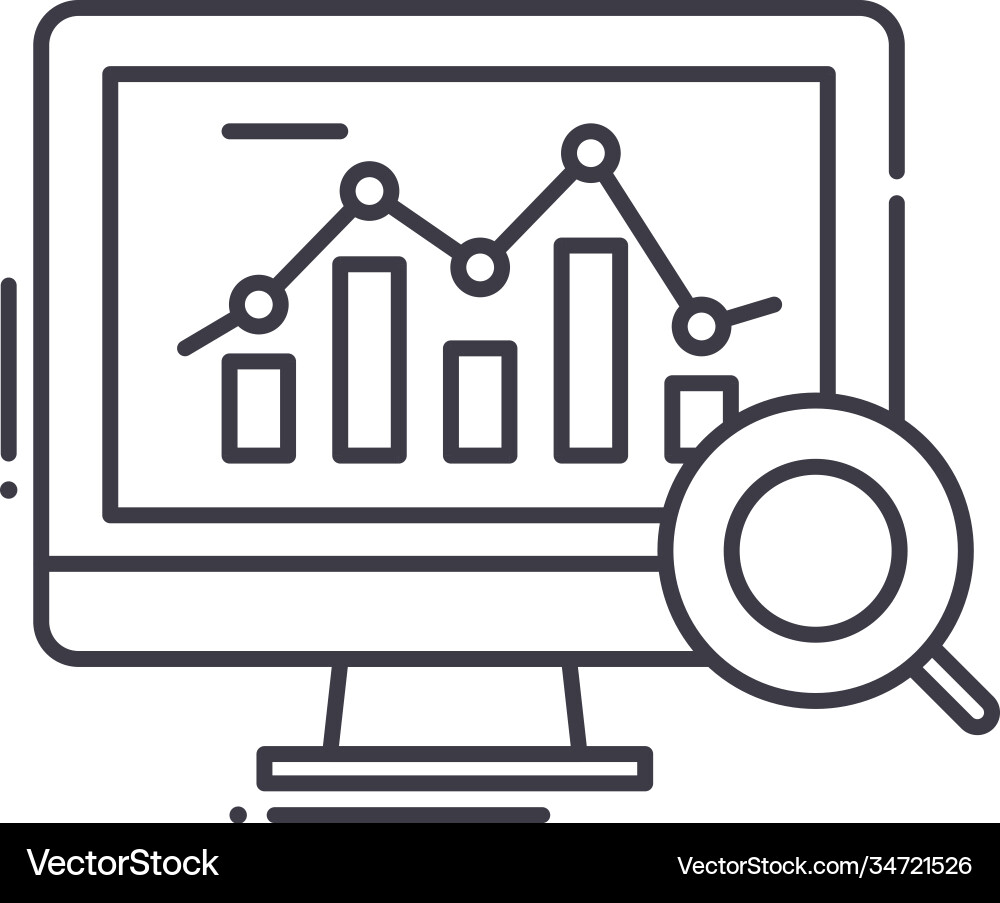 Analytics research icon linear isolated Royalty Free Vector