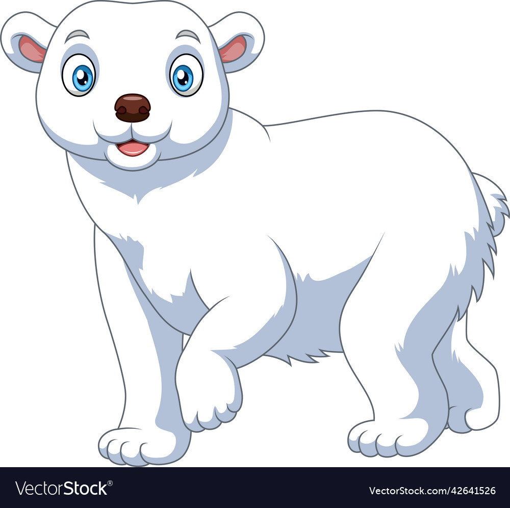 Cartoon Polar Bear Isolated On White Background Vector Image