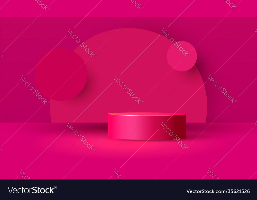 Color abstract mock up scene with cylinder podium Vector Image