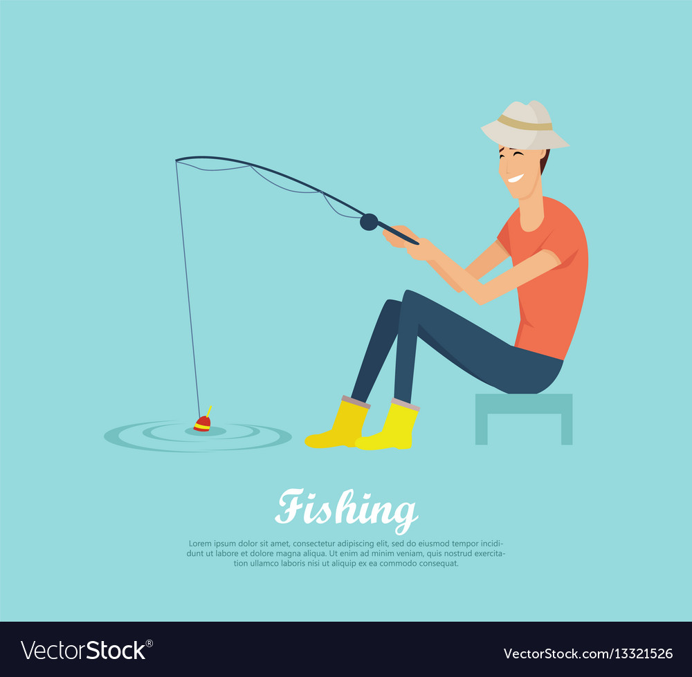 Fishing Conceptual Flat Design Banner Royalty Free Vector