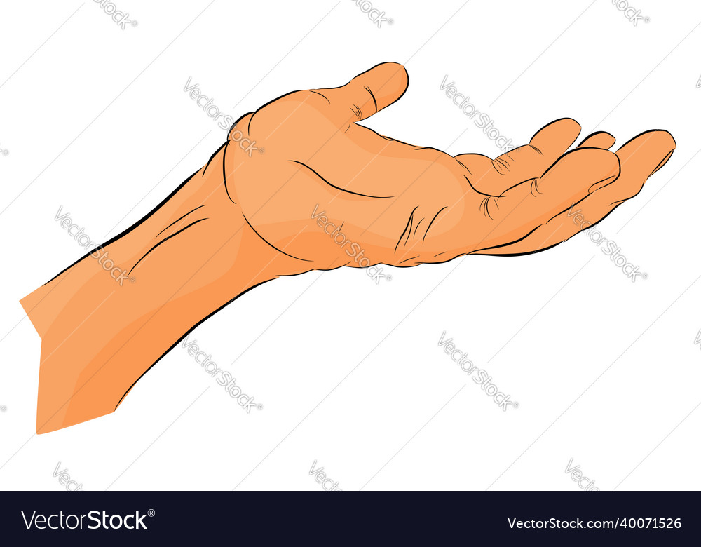 Flat color sketchy gesture hand receive or beg Vector Image