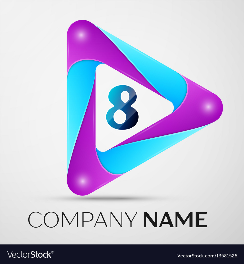 Number Eight Logo Symbol In The Colorful Triangle Vector Image