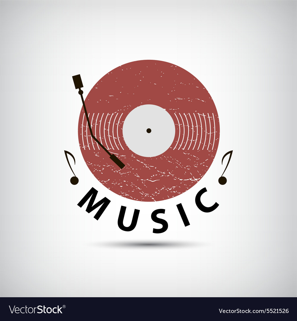 Retro vinyl music logo icon Royalty Free Vector Image