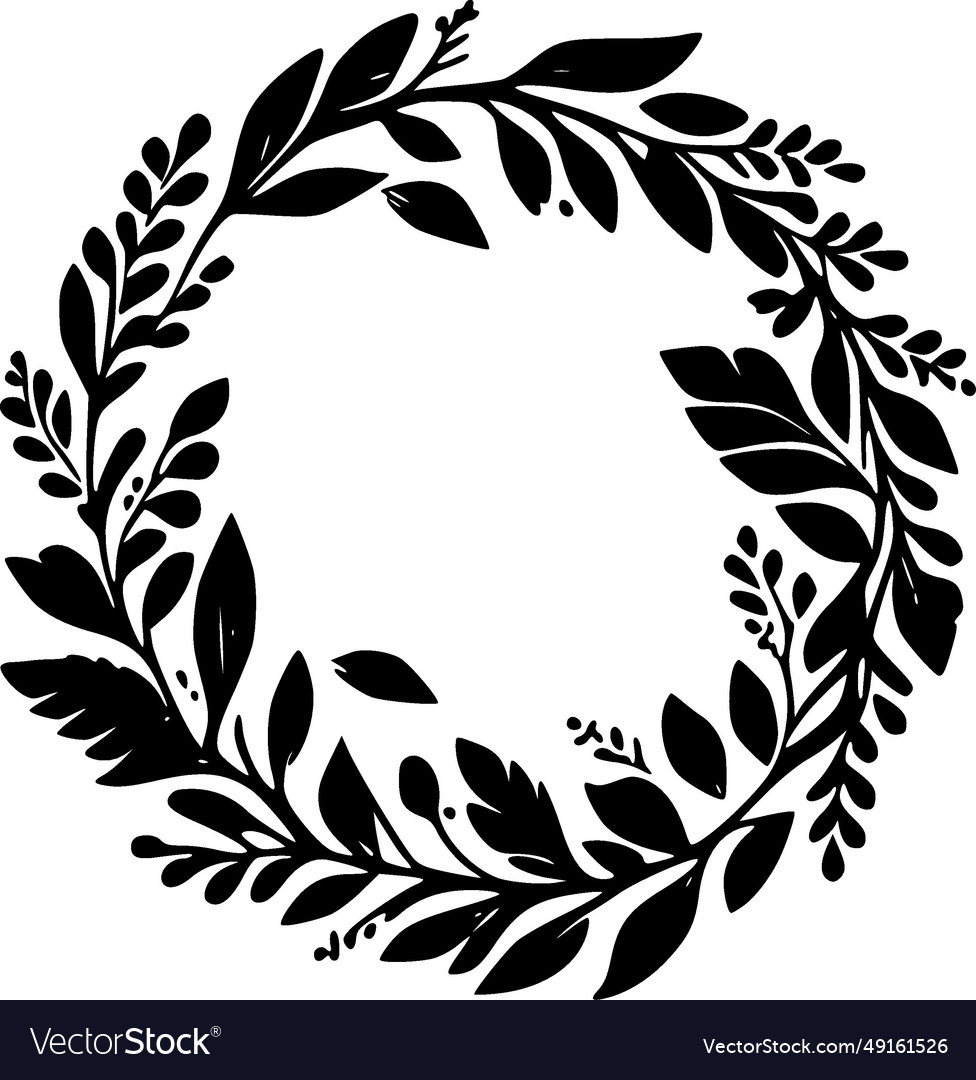 Wreath - black and white Royalty Free Vector Image