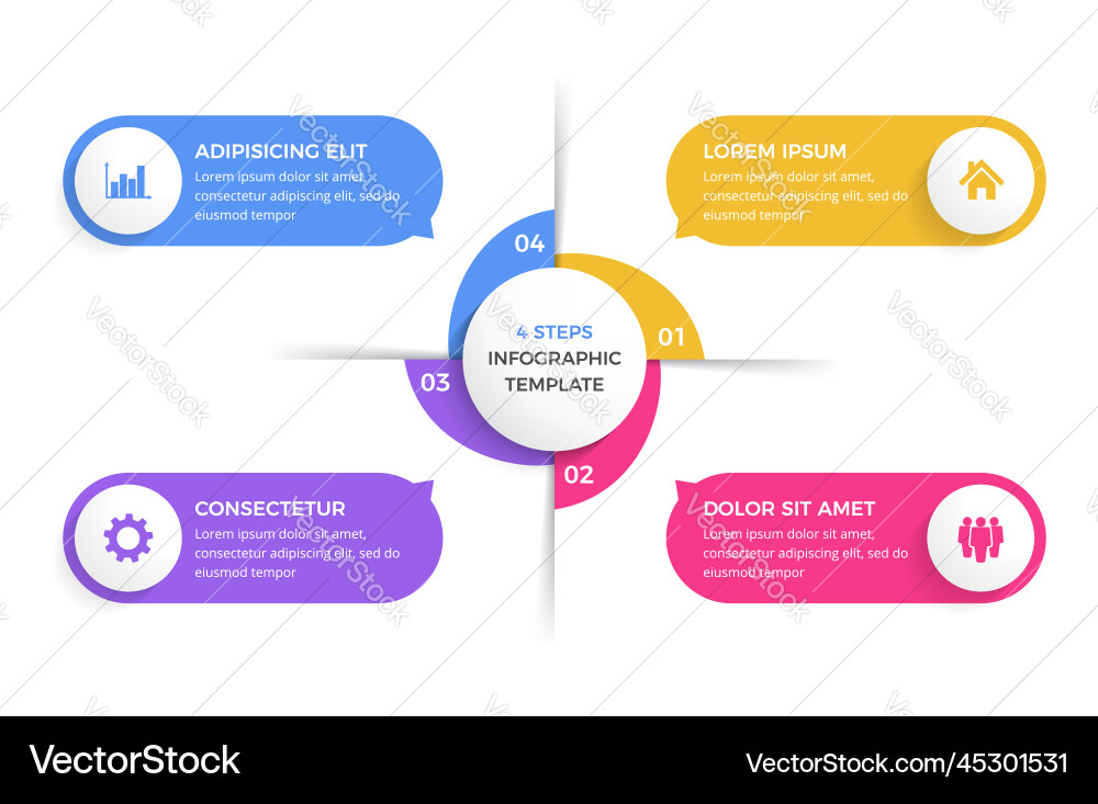 Circle infographic template with four elements Vector Image