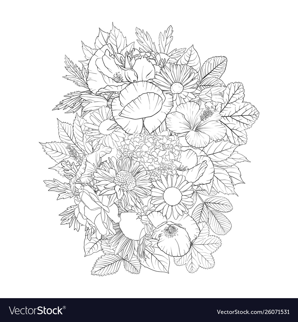 Drawing flowers Royalty Free Vector Image - VectorStock