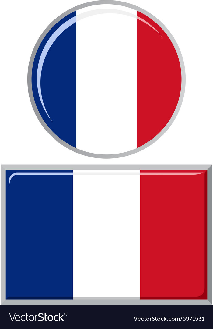 French round and square icon flag Royalty Free Vector Image