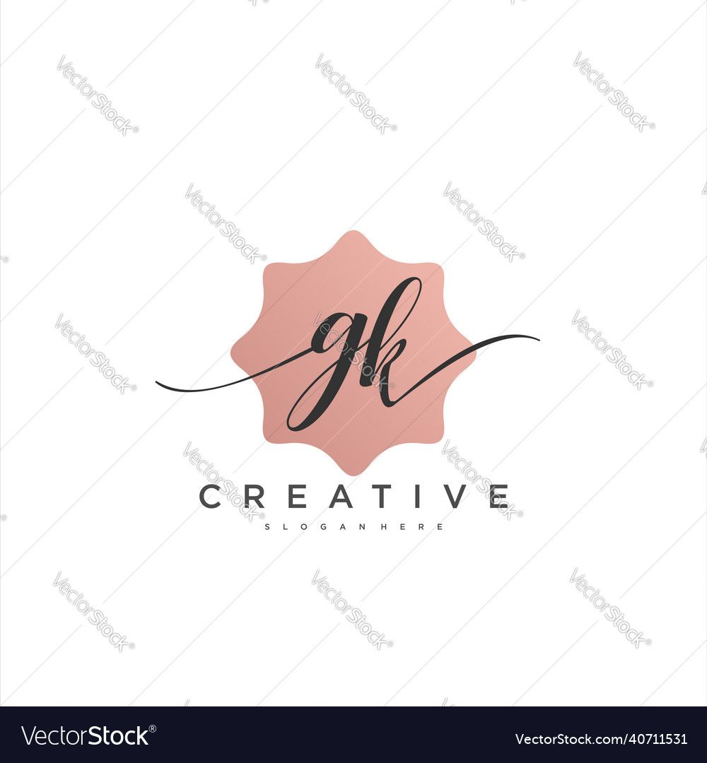 Gk initial handwriting minimalist geometric logo Vector Image