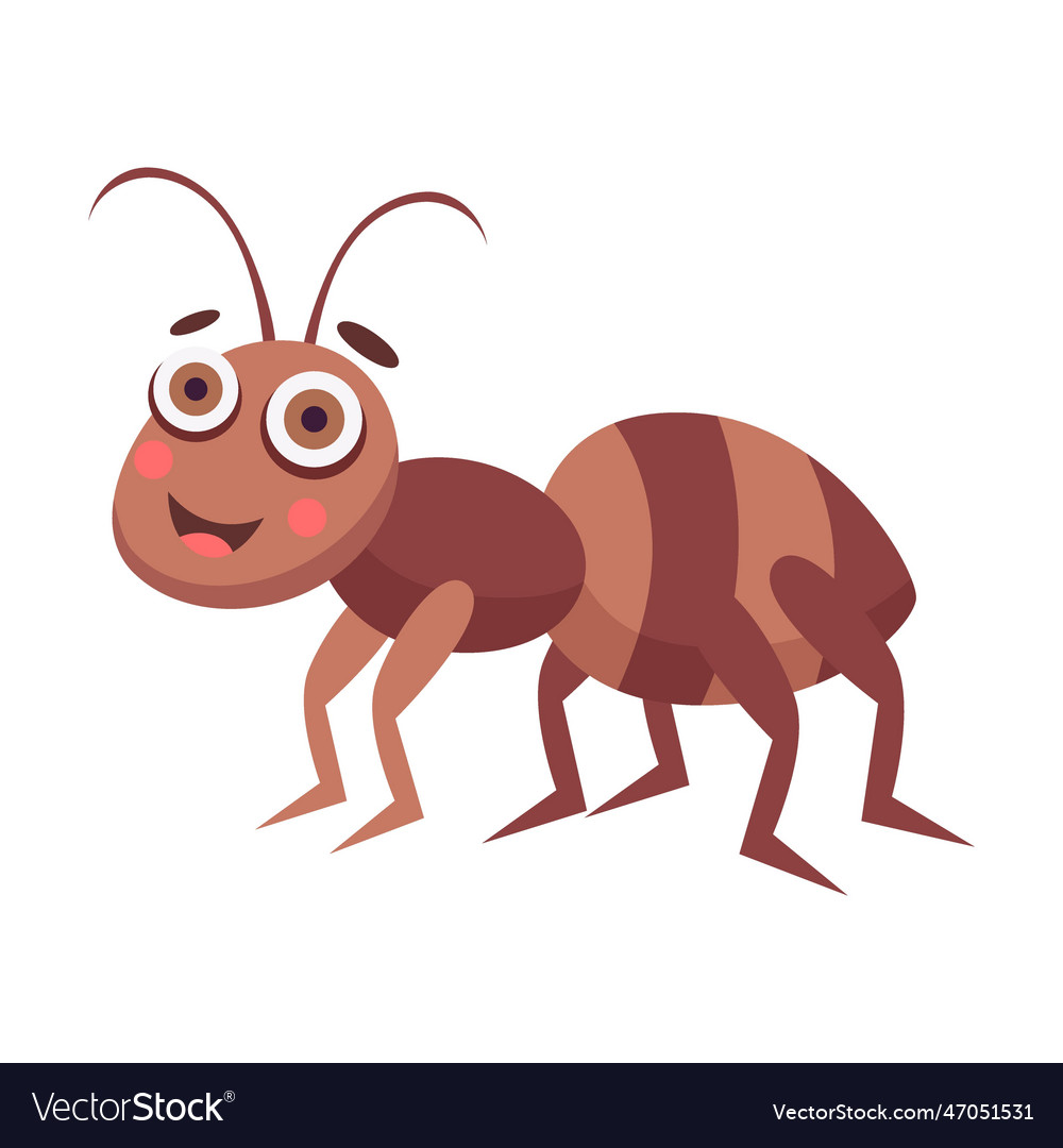 Hard Working Little Ant Cute Cartoon Insect Vector Image