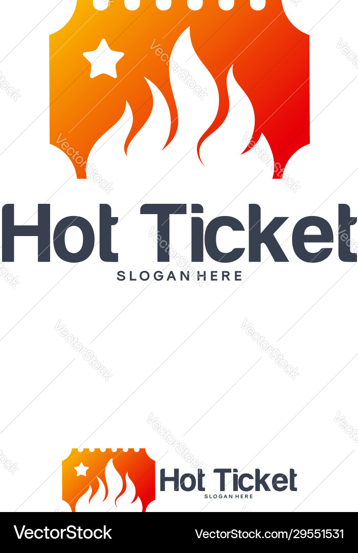 Hot ticket logo designs concept ticket discount Vector Image
