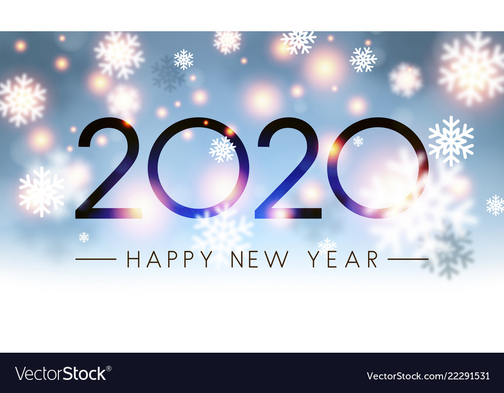 Shiny 2020 happy new year card with snowflakes Vector Image