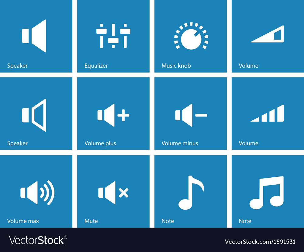 Speaker icons on blue background volume control