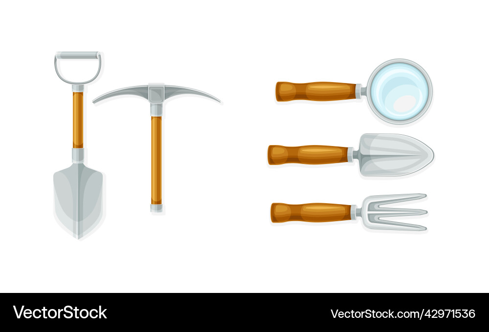 Archeology equipment set excavation tools and Vector Image
