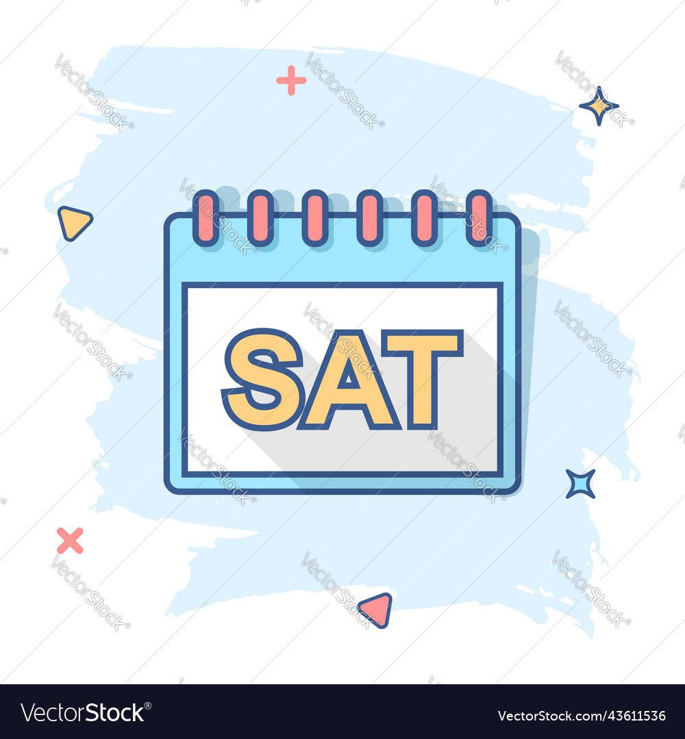 Cartoon saturday calendar page icon in comic Vector Image