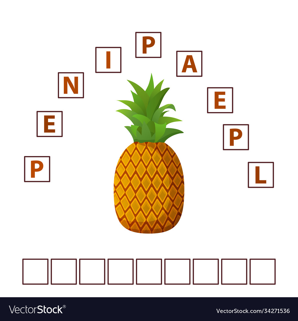 Game words puzzle pineapple tropical fruit Vector Image